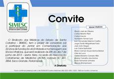 Convite: Jantar de comemoração dos 32 anos do SIMESC e homenagem aos Sócios Vitalícios