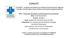Transcrição de Receitas no SUS será tema de palestra da advogada da Assessoria Jurídica do SIMESC