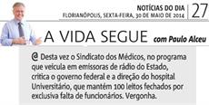 Colunista  destaca denúncia do Momento SIMESC
