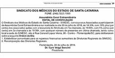 SIMESC convoca médicos para assembleia para tratar sobre gestão financeira da Entidade