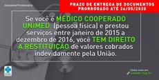 SIMESC PRORROGA PRAZO PARA ENTREGA DE DOCUMENTOS DE AÇÃO COLETIVA CONTRA A UNIÃO POR DESCONTOS INDEVIDOS IMPOSTOS AOS COOPERADOS UNIMED