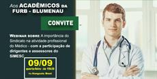 SIMESC convida formandos da FURB para webinar dia 9 de setembro