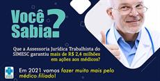 Você sabia que a Assessoria Jurídica Trabalhista do SIMESC garantiu mais de R$ 2,4 milhões em ações aos médicos? 
