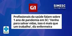 SIMESC participa de reportagem sobre primeiro ano de pandemia no Estado
