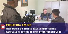 SIMESC fala à NDTV sobre situação preocupante da pediatria